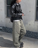Rixer Khaki Bijo Long Wide Pants