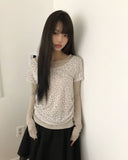 [MADE] Ronen Shirred Short Sleeve Layered Tencel Long Sleeve T-shirt