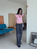 Blow D-ring Wash Long Wide Denim Pants