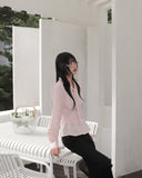 Lajeun Low Rise Slit Cotton Bootcut Pants