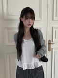 Lemin Summer Rib Round Loose Fit Long Sleeve Cardigan