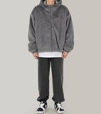 Hoodie silky fur jacket