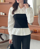 Collette Knit Top Color Matching Shirt