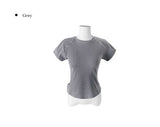 Fomit Diagonal Snap Button Slim Short Sleeve T-Shirt