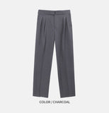 Two Tuck Semi Wide Belt Slacks