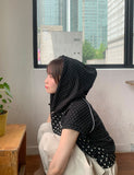 Shawly Dot Short Sleeve Hood Zip-Up
