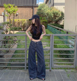 Cooling Tencel Cut Summer Banding Thin Wide Denim Pants