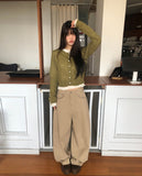 Fan-on Pendant Round Knit Crop Cardigan