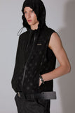 twin zipper dot hood vest