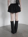 Double-waisted sagging mini skirt