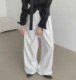 Front Pleated Loose Wide Back Banding Slacks