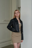 Minimal Crop Vegan Leather Jacket