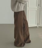 Corduroy Brushed Semi Bootcut Banding Pants
