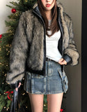Casey High Neck Leather Fur Jumper