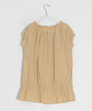 Hachika Vintage Shirring Cap Sleeve Blouse
