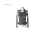 Baol Halter Frill Sleeveless Long Sleeve T-Shirt Set