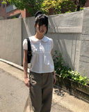 Popori Round Collar Short Sleeve Blouse