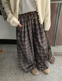 Calcori Banding Check Wide Pants
