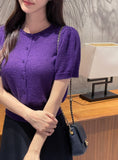 Dickie Puff Short Sleeve Knit Cardigan