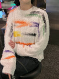 S/S crayon bookle knit