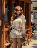 [Cup sleeveless + Belt set] Summer Bohemian Net Knit Set