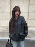 [MADE] Beer Pocket Boxy Leather Collar Jacket