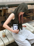 SHIRRING CROP HOOD VEST