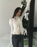 [3SET] Woomin Lace Muffler Short Sleeve Cardigan Long Sleeve T-Shirt Set