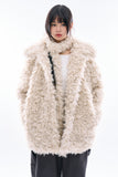 Milk plush collar fur coat