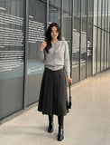 Berina brushed pleated long skirt