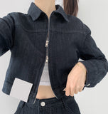 Raw non-fade cropped two-way jacket