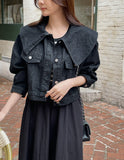 Milo Big Collar Crop Denim Jacket
