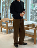 Cable pullover half zip-up knit