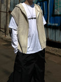 Over Hood Knit Zip-up Vest