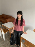 Socif line color matching denim banding pants