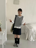 Minnoy string crop knit vest