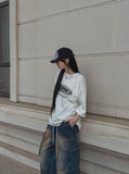 Poten Big Pocket Oil Washing Cargo Denim Pants