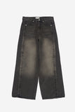 Tuel side wing wide denim pants