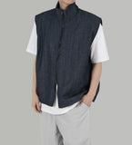 High neck denim vest