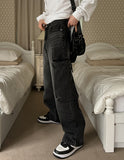 Wide cargo denim pants