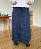 [BAONHAUS] Fenmi Stripe Banding Wide Pants