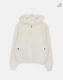 Luyou pocket knit hooded zip-up