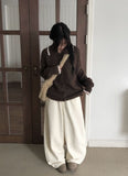 Ruggie Color Matching Collar High Neck Button Knit