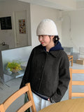 Chomin Half Open Waffle Wool Hood Knit