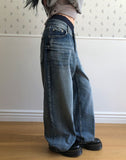 [UNISEX] Rosea Double Pocket Wide Denim Pants