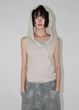 DIAGONAL BUTTON HOODED TOP