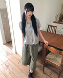 Puren Double-Button Short-Sleeve Blouse