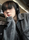 Drape hood denim jacket