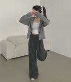 Wool Pin Tuck Button Adjust Wide Slacks