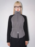 HIGHNECK LINE KNIT ZIP-UP